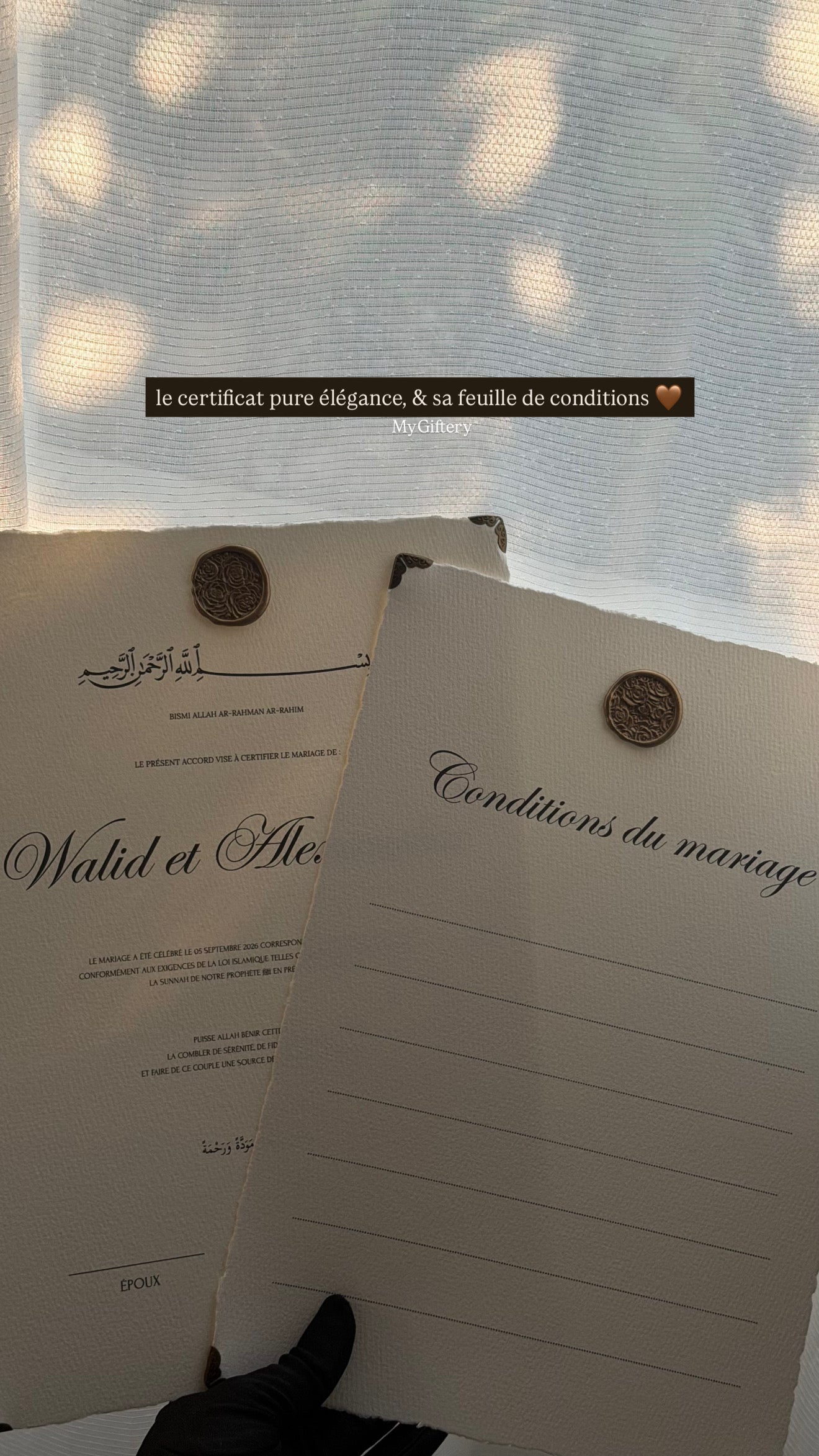Certificat de mariage