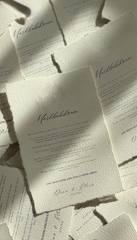 Carte de remerciement - Papier coton
