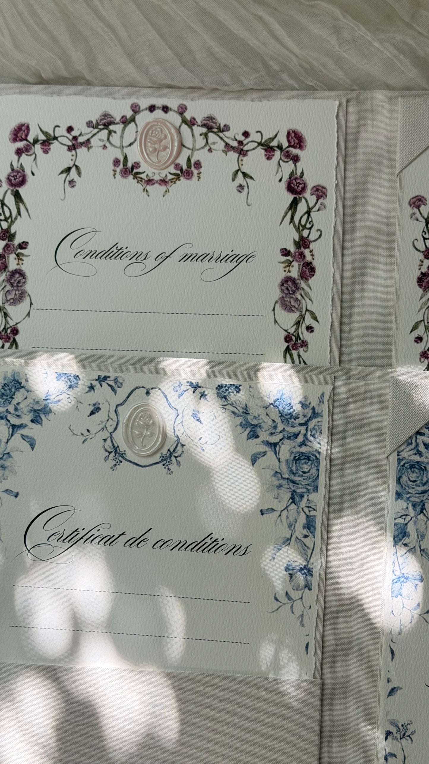 Feuille de conditions - Mariage religieux