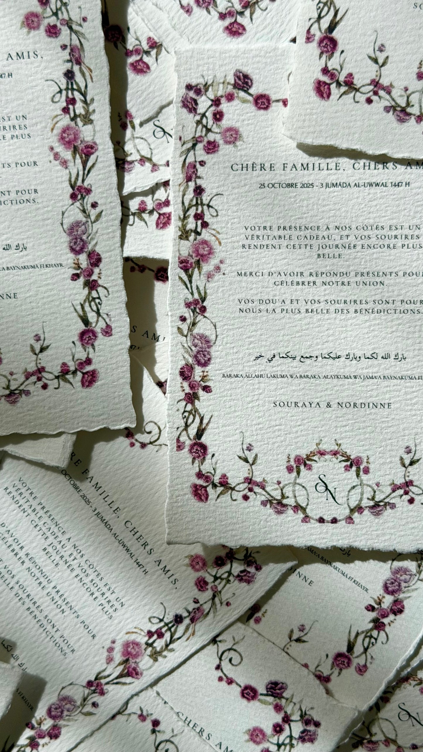 Carte de remerciement - Fleurs de Grenat