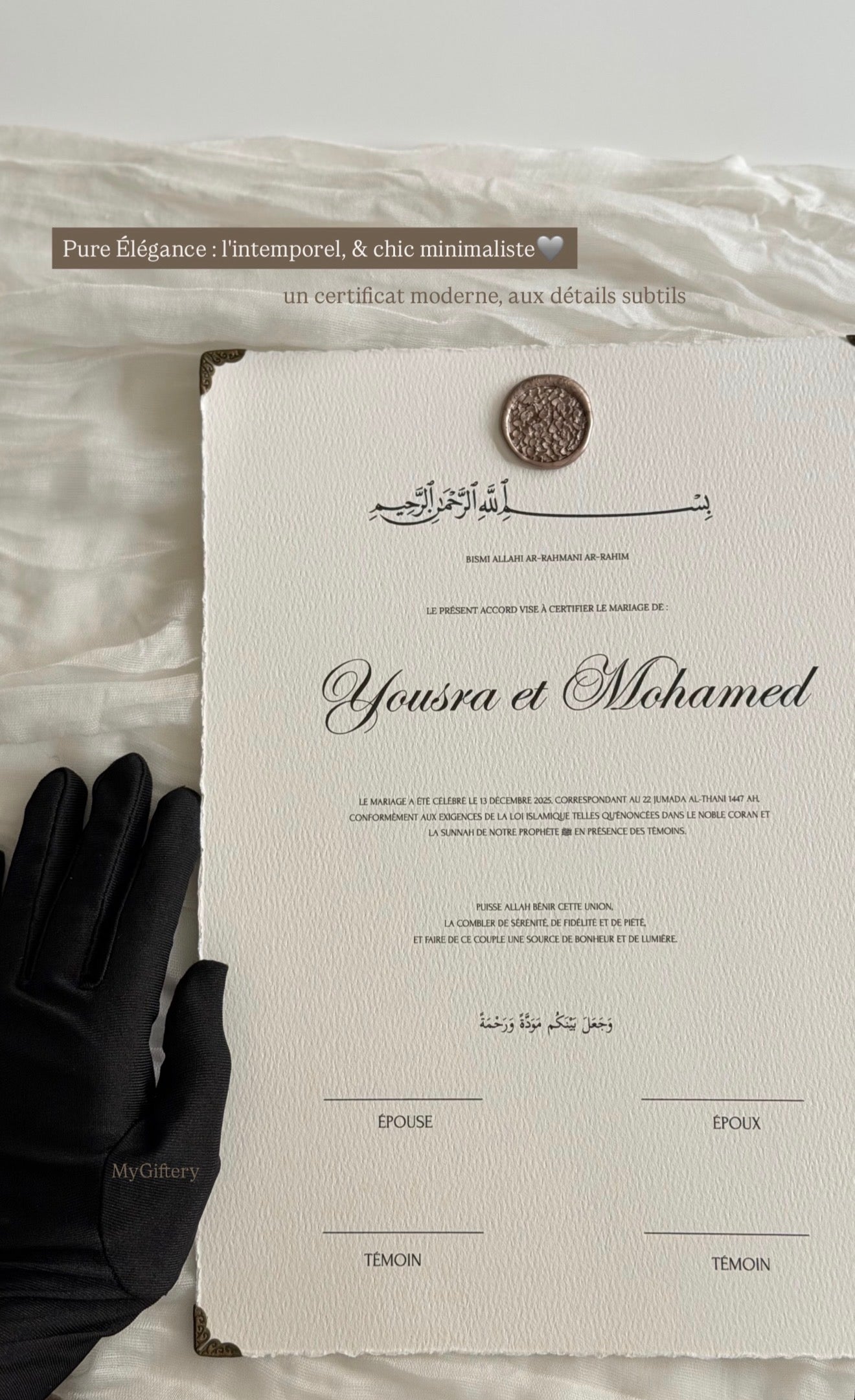 Certificat de mariage