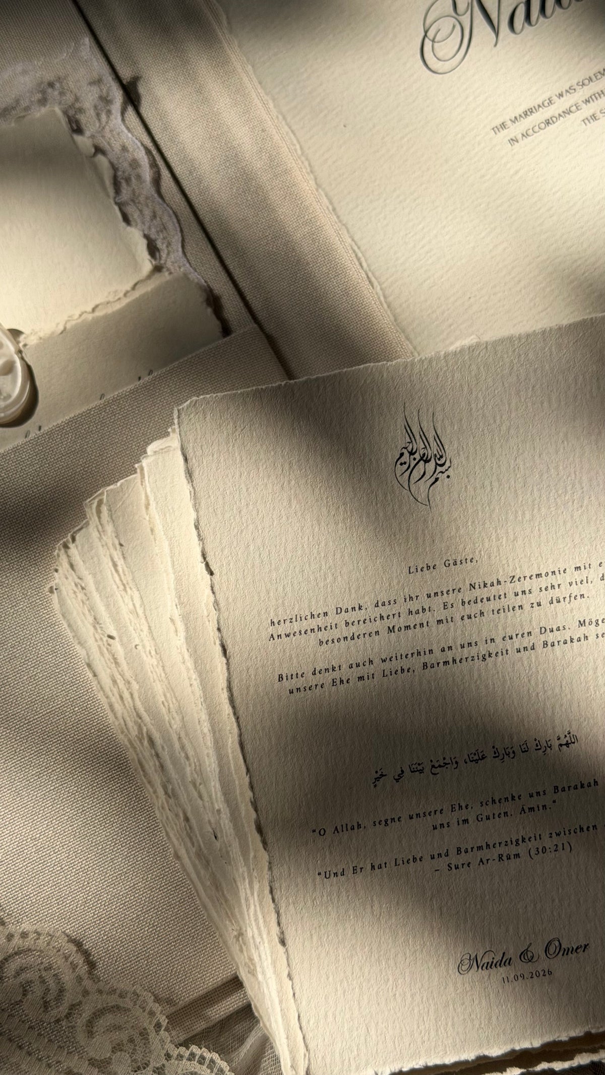 Carte de remerciement - Papier coton