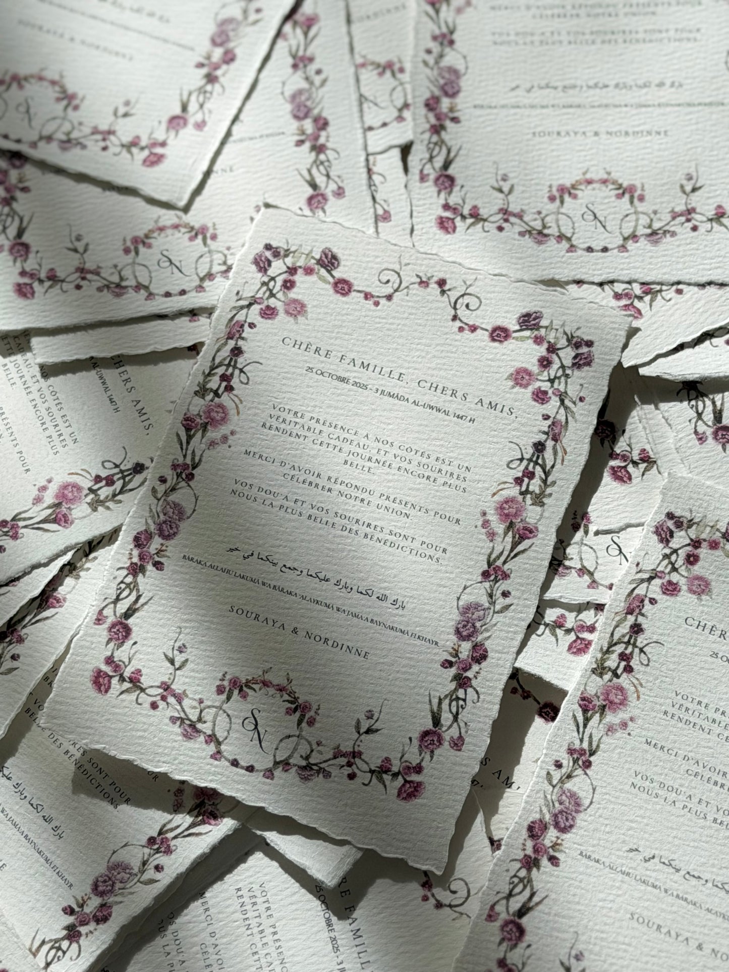 Carte de remerciement - Fleurs de Grenat