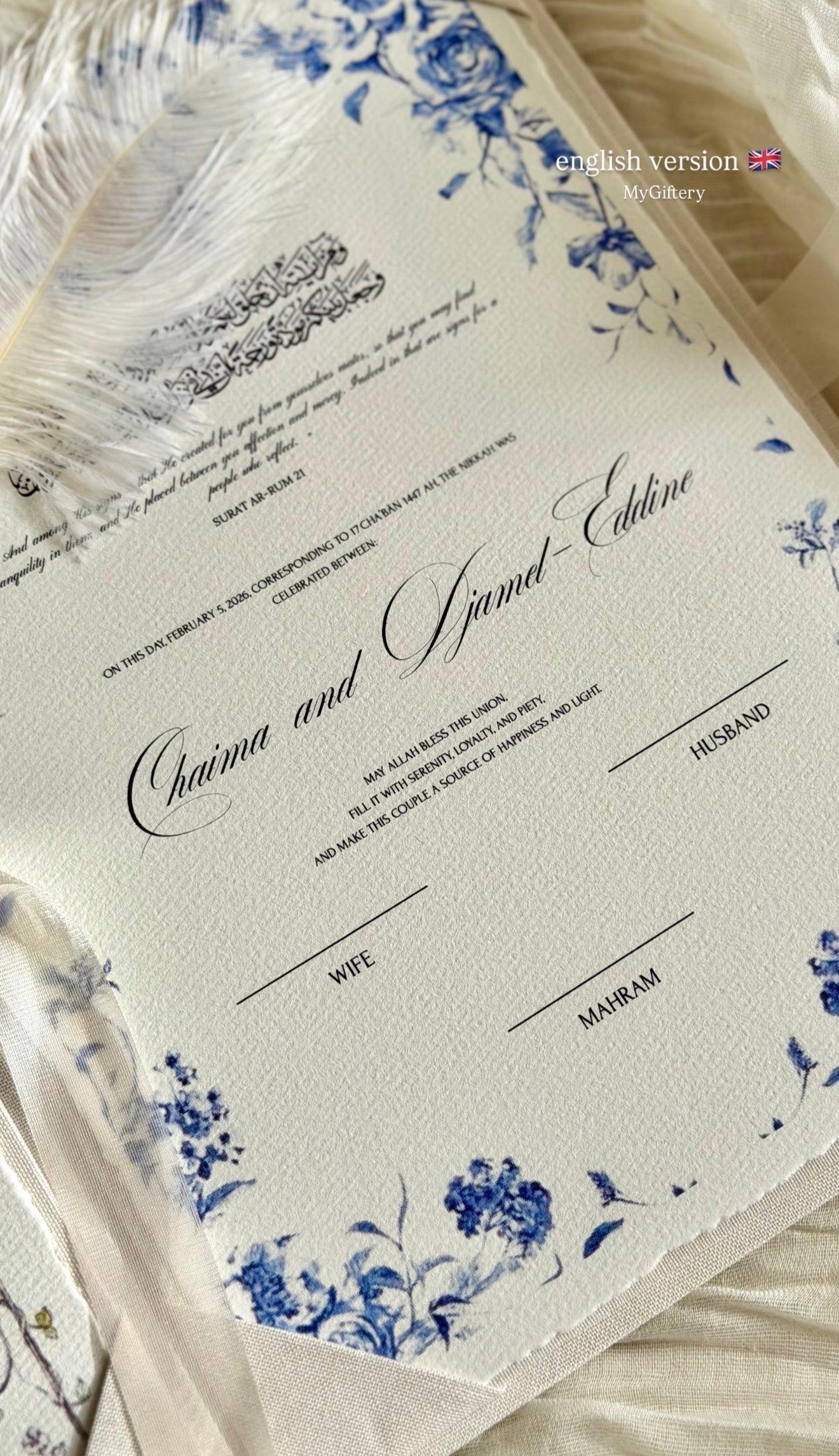Certificat de mariage