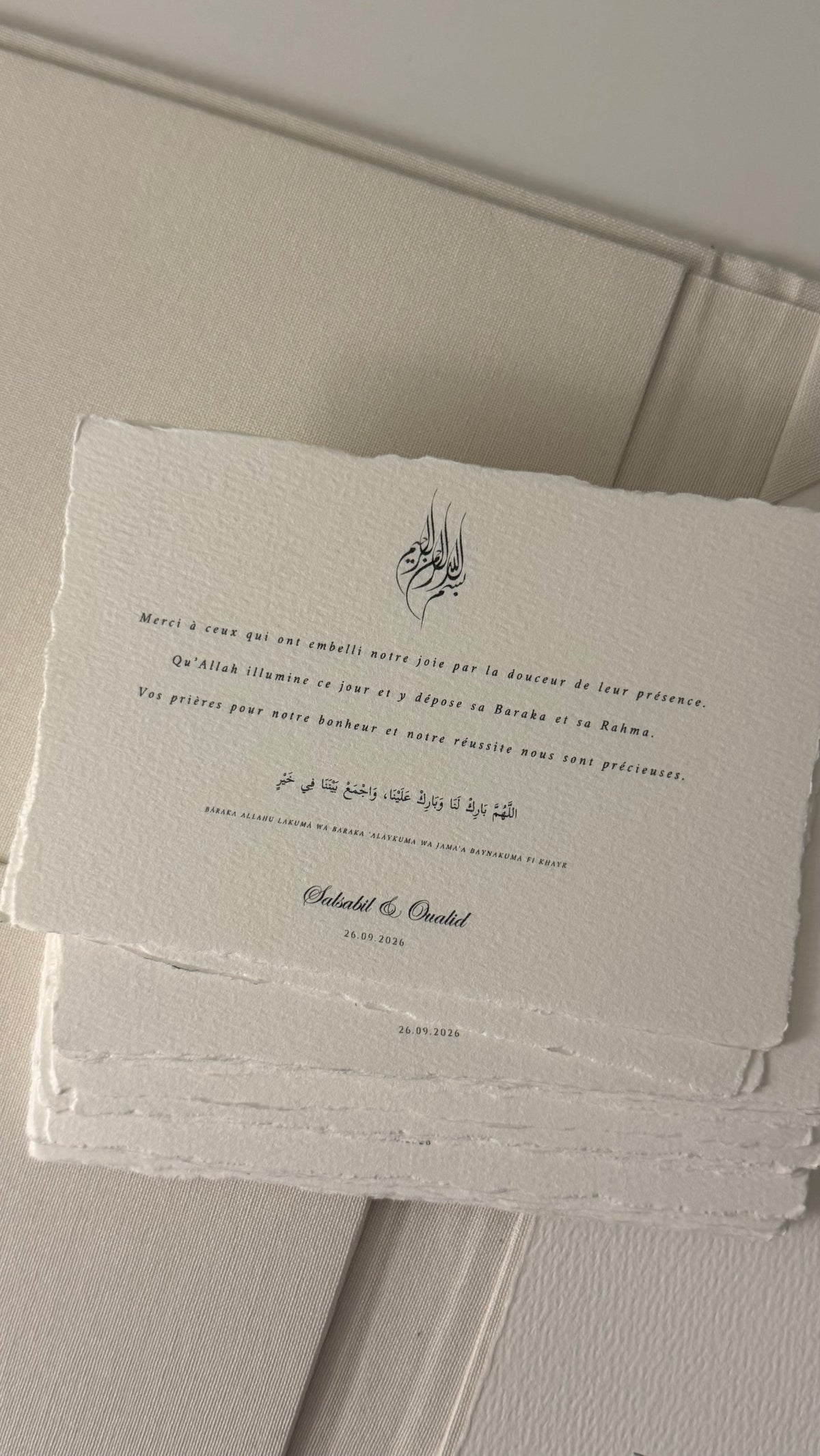 Carte de remerciement - Papier coton