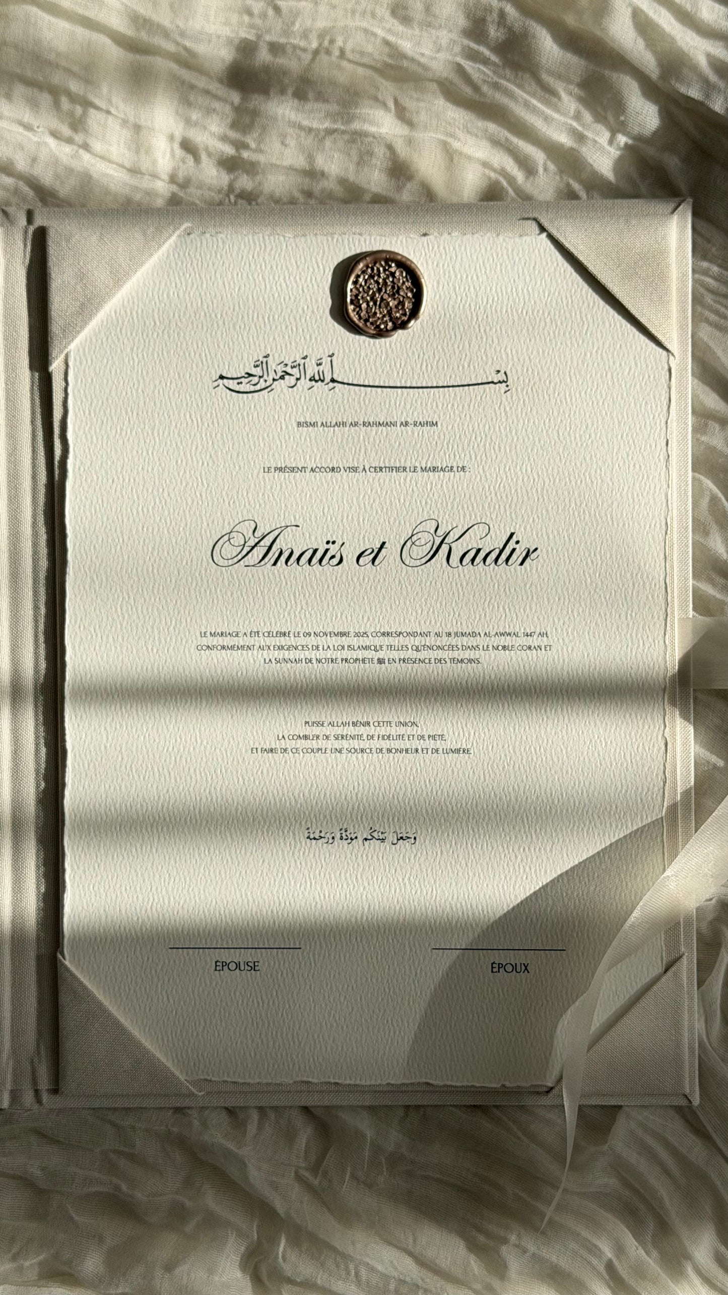 Certificat de mariage