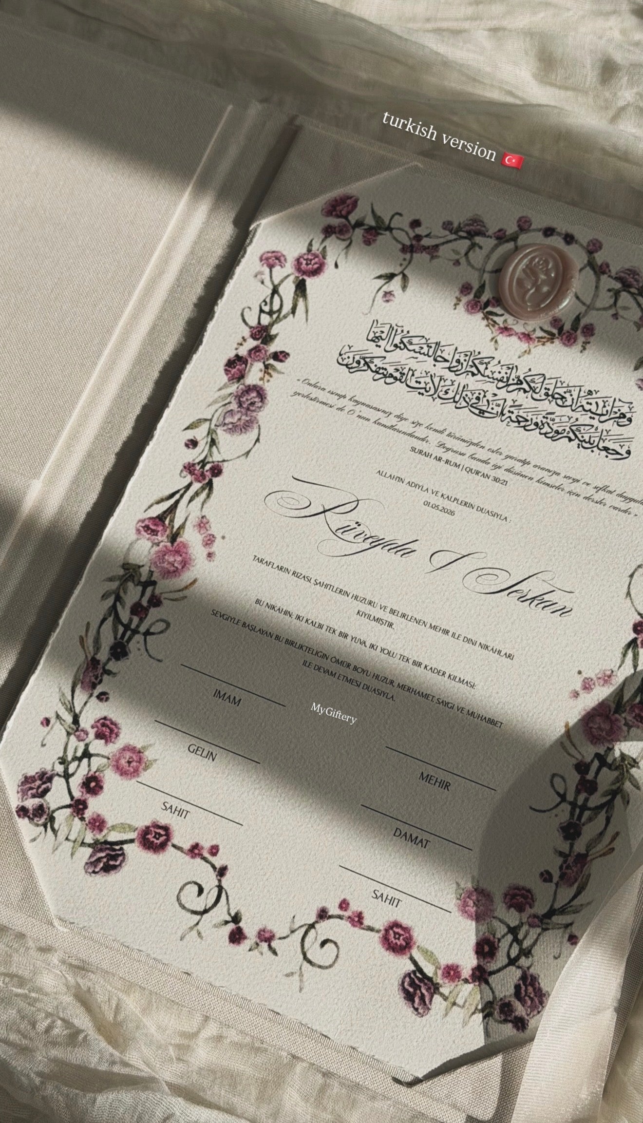 Certificat de mariage