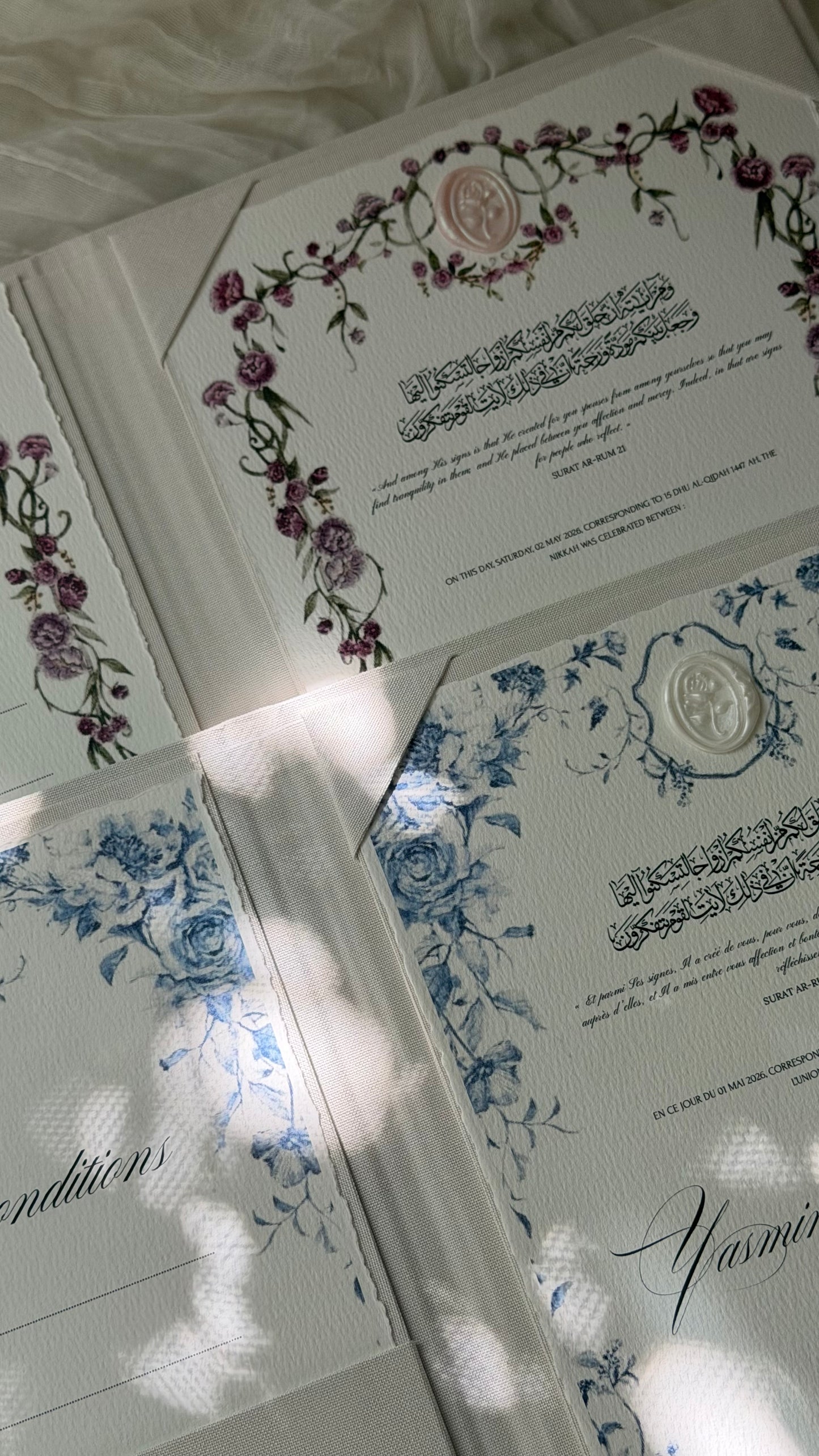 Feuille de conditions - Mariage religieux