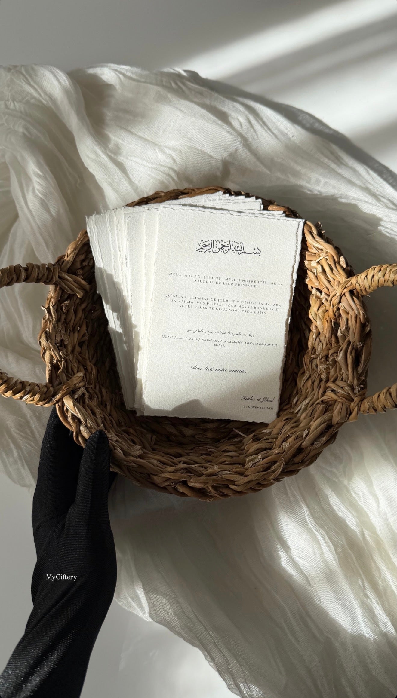 Carte de remerciement - Papier coton